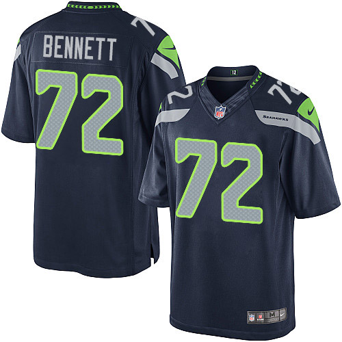 Men's Limited Michael Bennett Nike Jersey Navy Blue Home - #72 NFL Seattle Seahawks